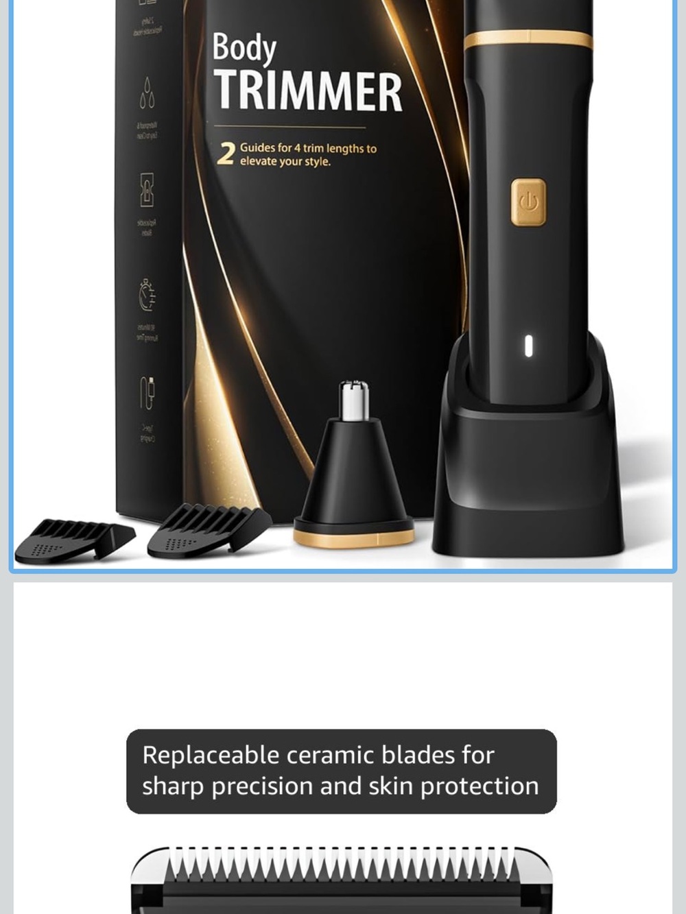 Men's Black & Gold Body Trimmer - Precision Grooming Tool